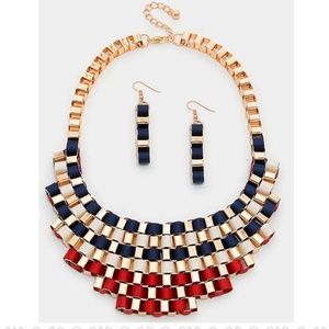🇺🇸 Motif Ribbon Bib Necklace Set 🇺🇸